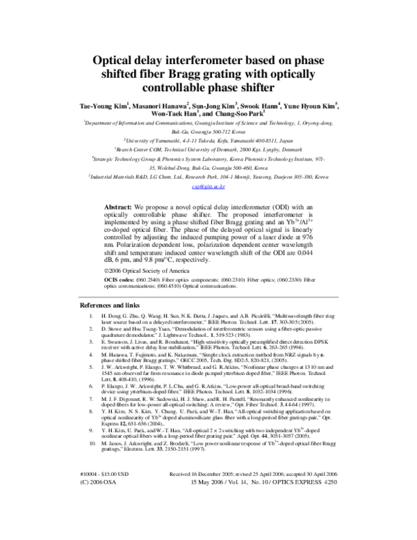 (PDF) Optical delay interferometer based on phase shifted fiber Bragg ...