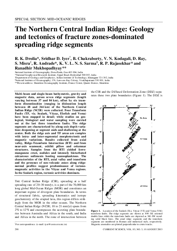 (PDF) The Northern Central Indian Ridge: Geology and tectonics of ...