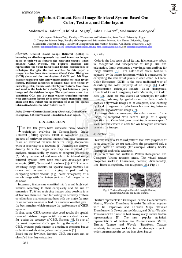 (PDF) A Robust Content-Based Image Retrieval System Based On: Color ...