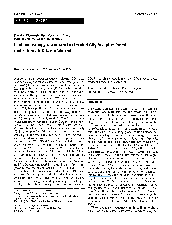 (PDF) Leaf and canopy responses to elevated CO 2 in a pine forest under ...