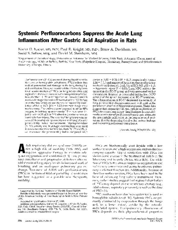 (PDF) Systemic Perfluorocarbons Suppress the Acute Lung Inflammation
