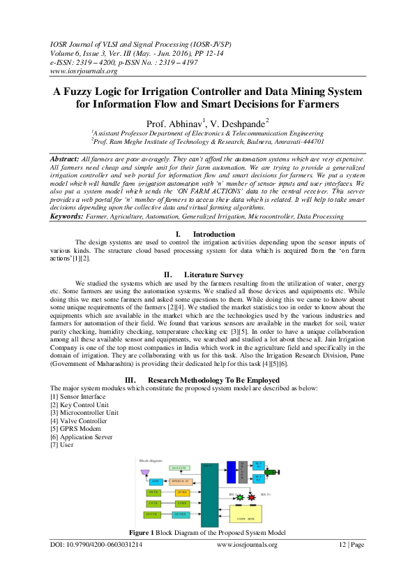 (PDF) A Fuzzy Logic for Irrigation Controller and Data Mining System ...