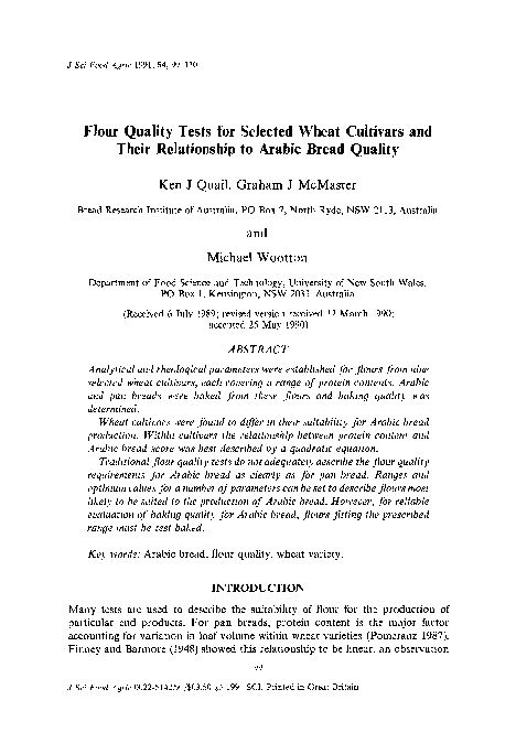(PDF) Flour quality tests for selected wheat cultivars and their ...