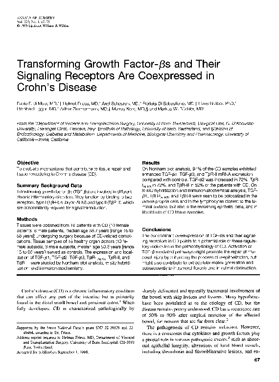 (PDF) Transforming growth factor betas and their signaling receptors in ...