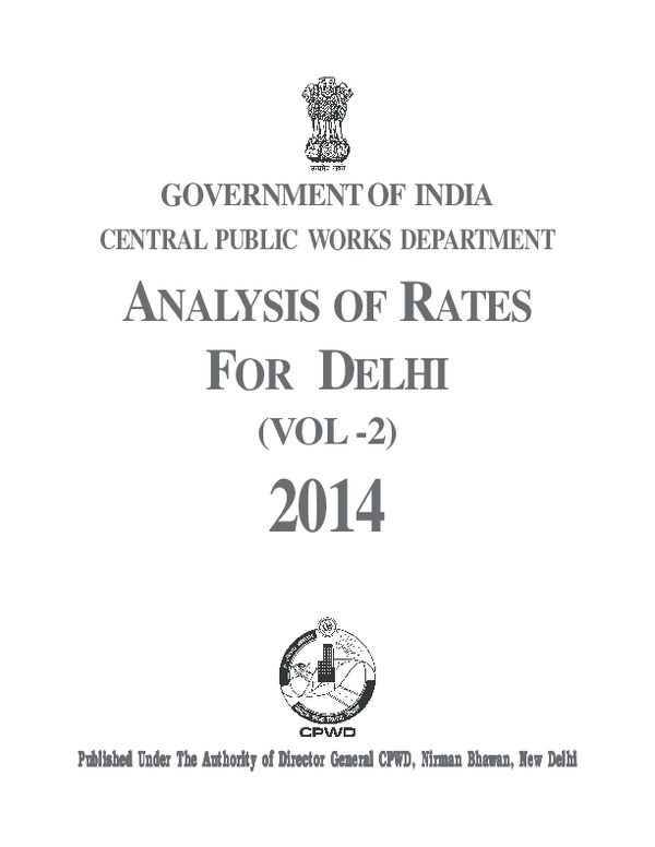 Pdf Government Of India Central Public Works Department Analysis
