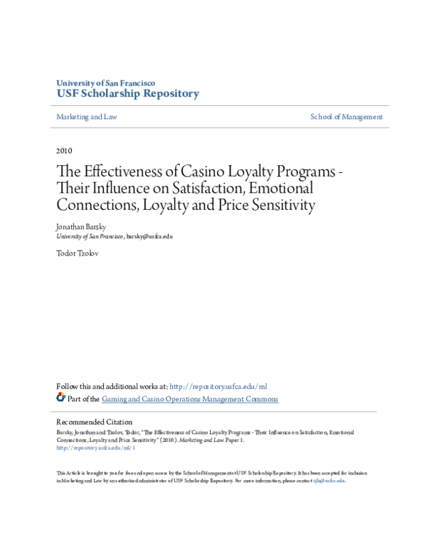 (PDF) The Effectiveness of Casino Loyalty Programs - Their Influence on ...