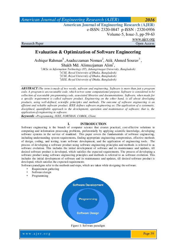 (PDF) Evaluation & Optimization of Software Engineering