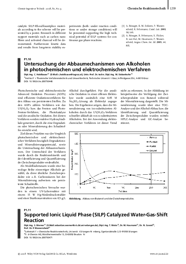 (PDF) Supported Ionic Liquid Phase (SILP) Catalyzed Water-Gas-Shift ...