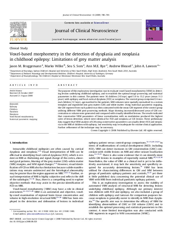 (PDF) Voxel-based morphometry in the detection of dysplasia and ...