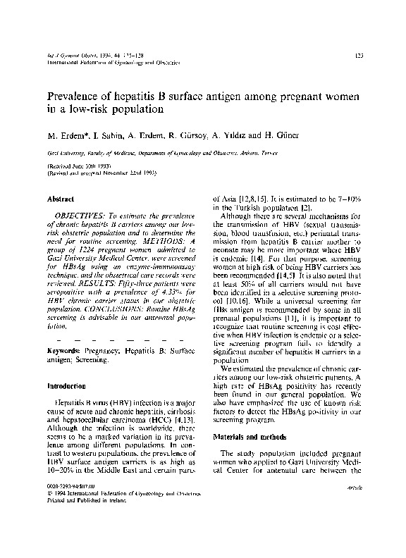 (PDF) Prevalence of hepatitis B surface antigen among pregnant women in ...
