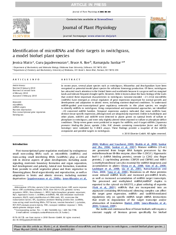 (PDF) Identification of MicroRNAs and their targets in Helianthus
