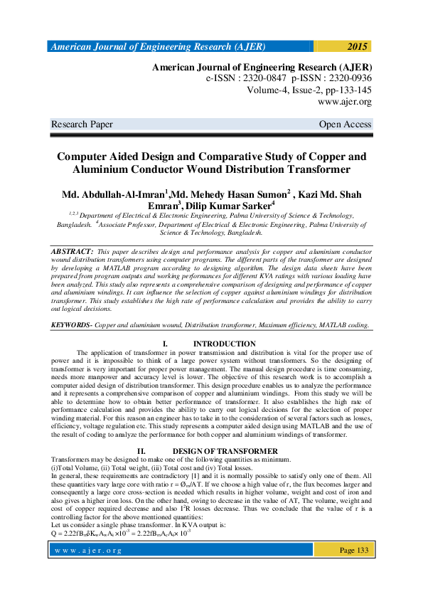 (PDF) Computer Aided Design and Comparative Study of Copper and ...