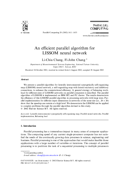 (PDF) An efficient parallel algorithm for LISSOM neural network