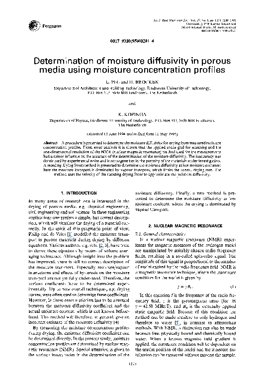 (PDF) Determiination of moisture diffusivity in porous media using ...