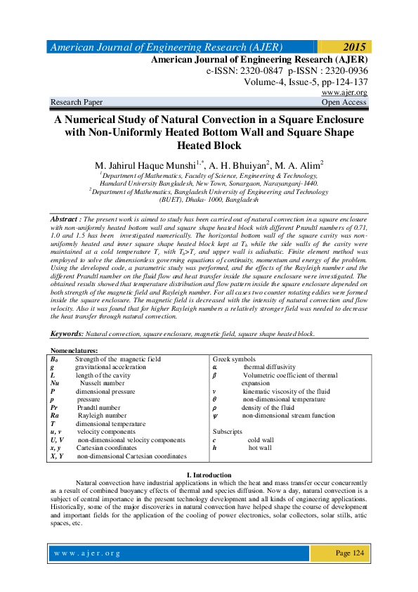 (PDF) A Numerical Study of Natural Convection in a Square Enclosure ...