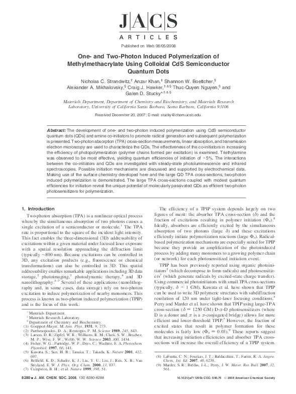 (PDF) One and Two-Photon Induced Polymerization of Methylmethacrylate ...