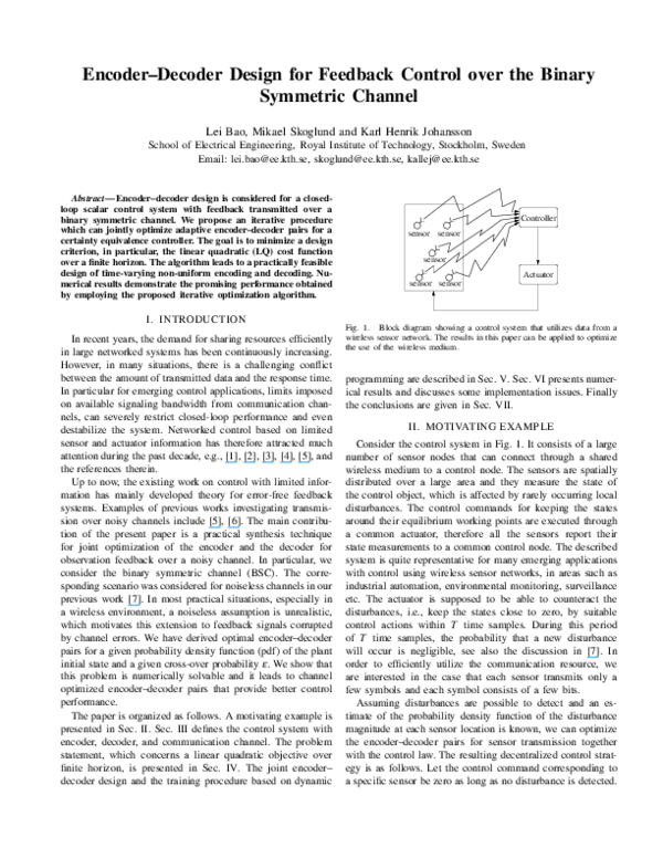 (PDF) Encoder-Decoder Design for Feedback Control over the Binary ...