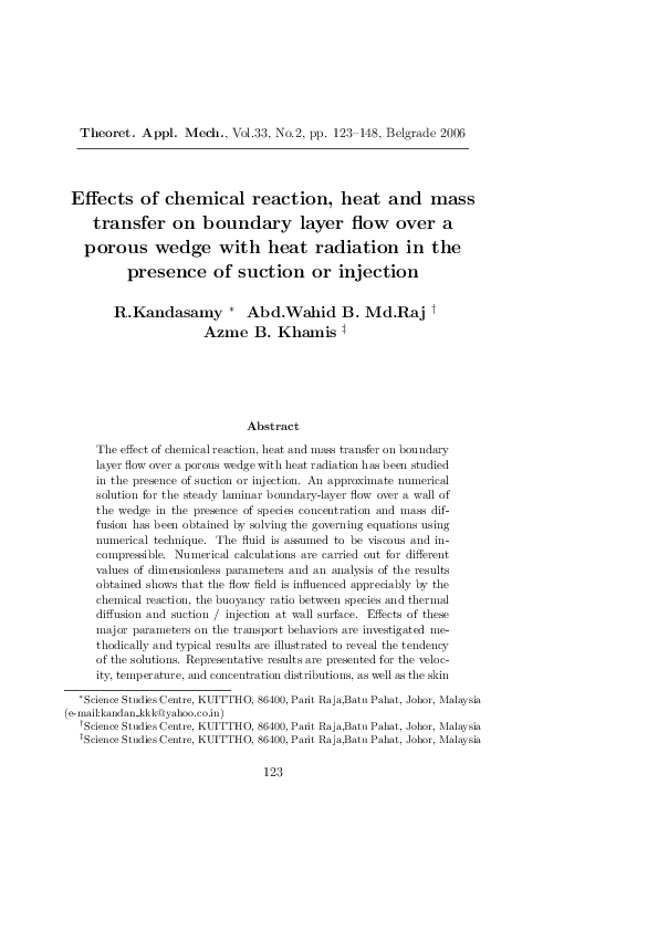 (PDF) Effects of chemical reaction, heat and mass transfer on boundary ...