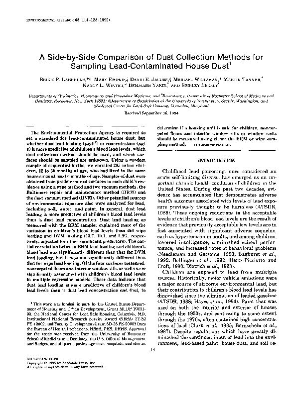 (PDF) A Side-by-Side Comparison of Dust Collection Methods for Sampling ...