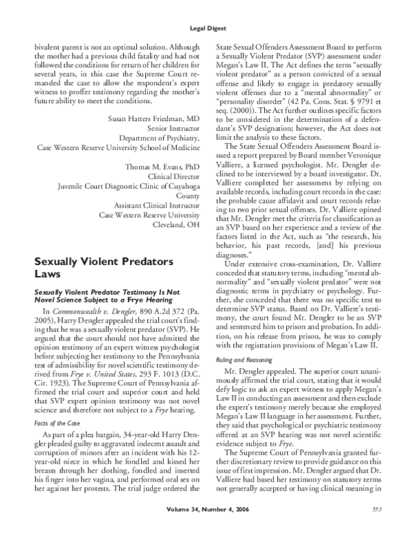 (PDF) Sexually Violent Predators Laws Brad D Booth Academia.edu