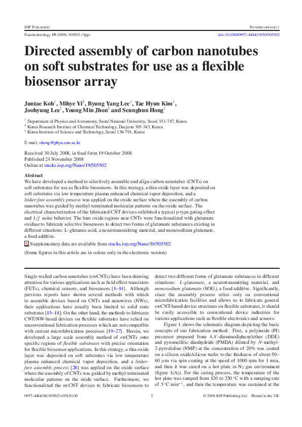 (PDF) Directed-Assembly of Carbon Nanotubes on Soft Substrates for ...