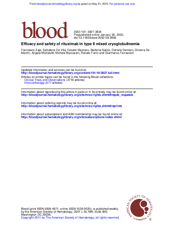 (PDF) Efficacy and safety of rituximab in type II mixed