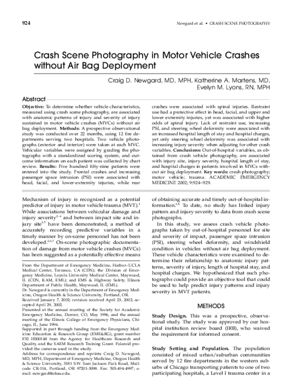 (PDF) Crash Scene Photography in Motor Vehicle Crashes without Air Bag ...