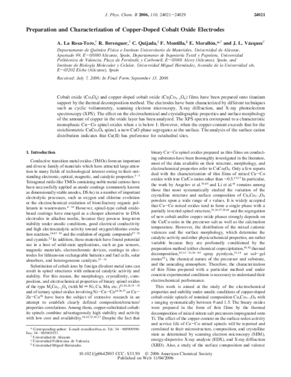 (PDF) Preparation and Characterization of Copper-Doped Cobalt Oxide ...