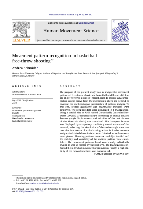 Pdf Movement Pattern Recognition In Basketball Free Throw Shooting Kind Shooter Academia Edu