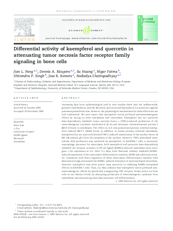 (PDF) Differential activity of kaempferol and quercetin in attenuating ...