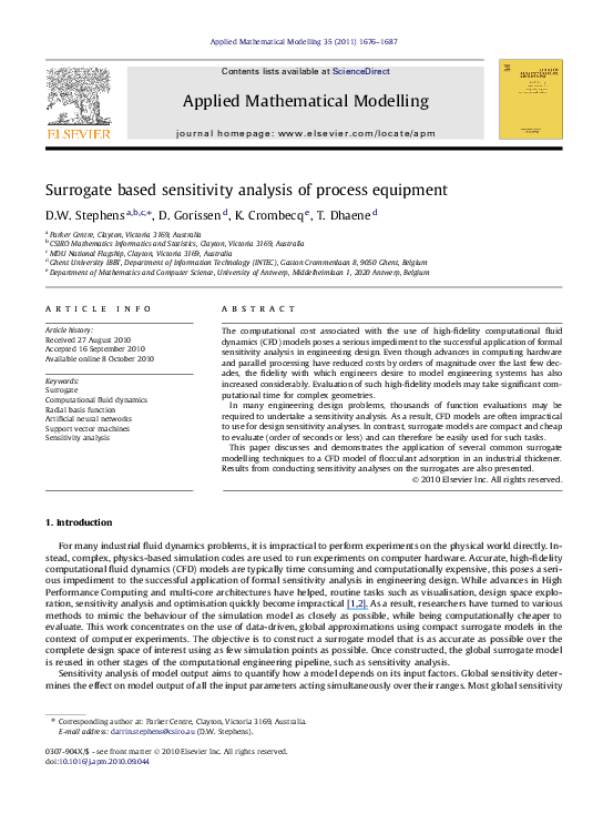 (PDF) Surrogate based sensitivity analysis of process equipment