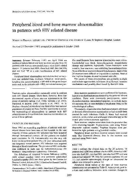 (PDF) Peripheral blood and bone marrow abnormalities in patients with ...