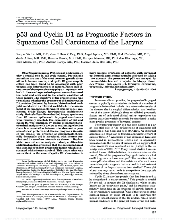 (PDF) p53 and Cyclin D1 as Prognostic Factors in Squamous Cell ...