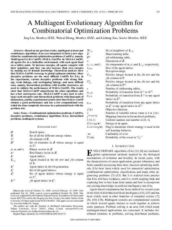 (PDF) A Multiagent Evolutionary Algorithm for Combinatorial ...