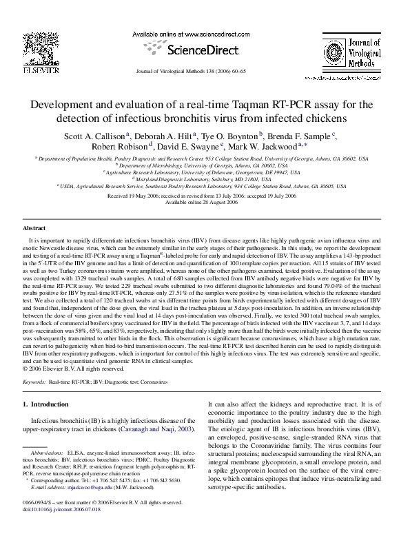 (PDF) Development and evaluation of a real-time Taqman RT-PCR assay for ...