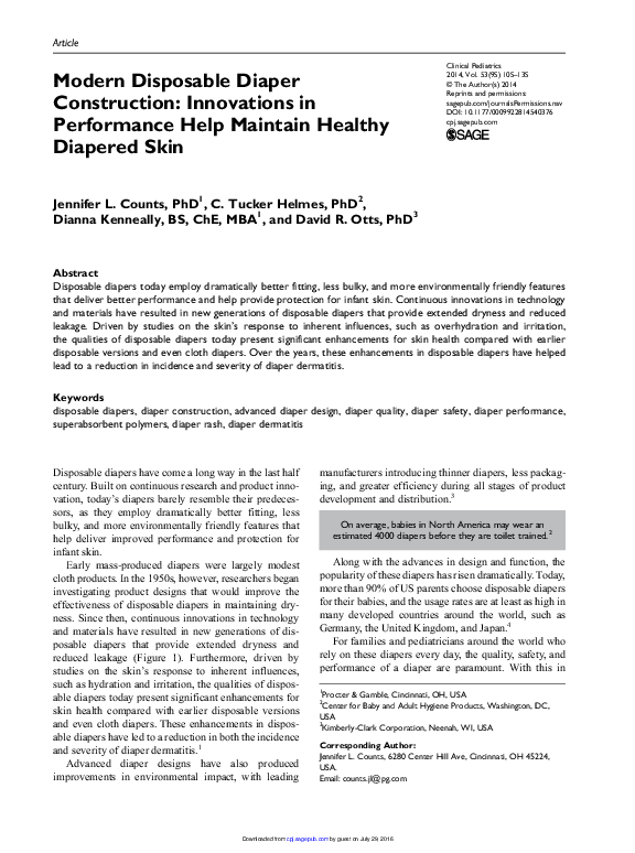 (PDF) Modern Disposable Diaper Construction Innovations in Performance