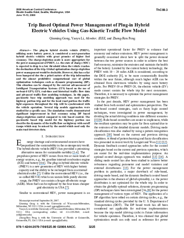(PDF) Trip-Based Optimal Power Management of Plug-in Hybrid Electric ...