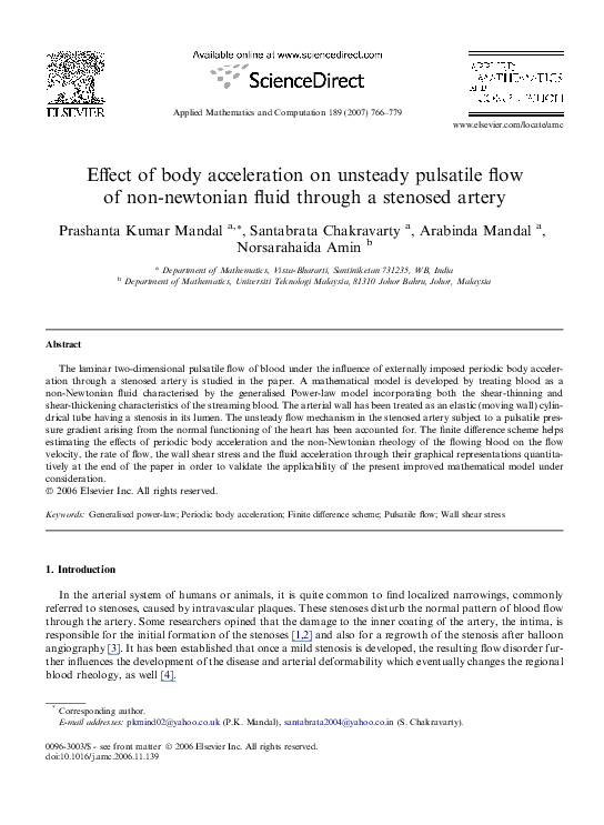 (PDF) Effect of body acceleration on unsteady pulsatile flow of non ...