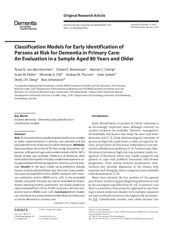 (PDF) Classification Models for Early Identification of Persons at Risk ...