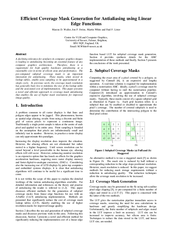 (PDF) Efficient Coverage Mask Generation for Antialiasing