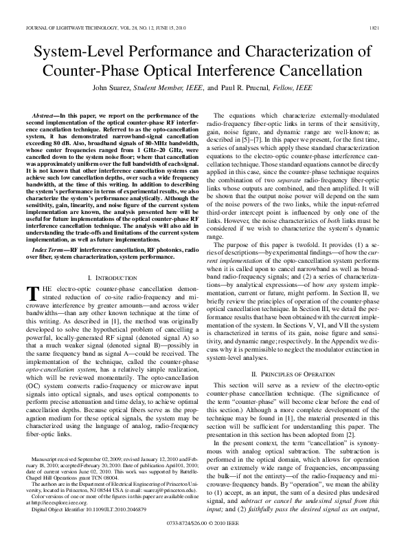 (PDF) System-Level Performance and Characterization of Counter-Phase ...