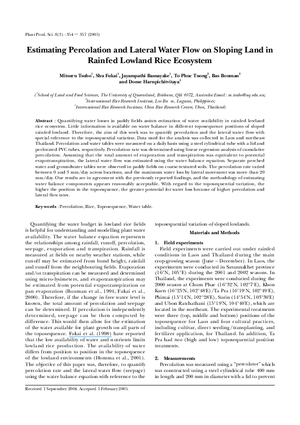 (PDF) Estimating Percolation and Lateral Water Flow on Sloping Land in ...