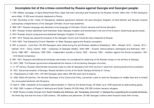(PDF) Incomplete list of the crimes committed by Russia against Georgia ...