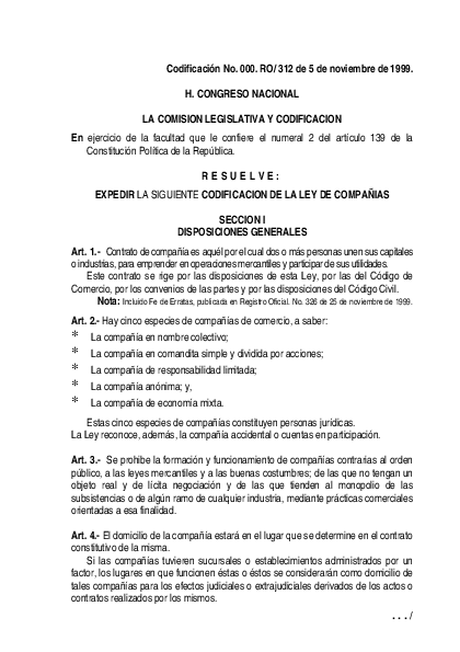 LEY DE COMPANIAS