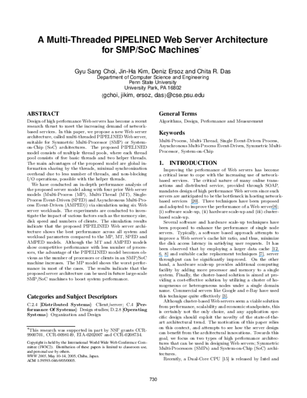 (PDF) A multi-threaded PIPELINED Web server architecture for SMP/SoC ...