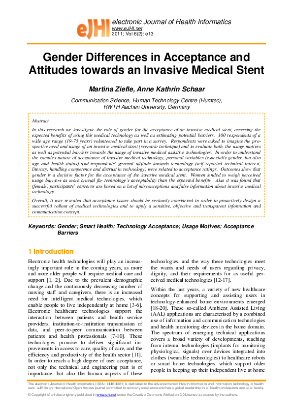 (PDF) Gender differences in acceptance and attitudes towards an ...