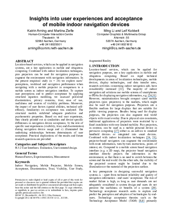 (PDF) Insights into user experiences and acceptance of mobile indoor ...