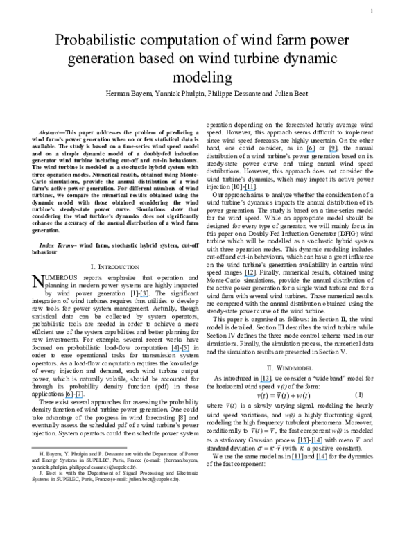 (PDF) Probabilistic computation of wind farm power generation based on ...