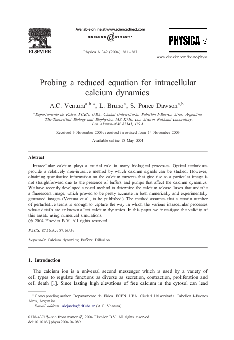 (PDF) Probing a reduced equation for intracellular calcium dynamics