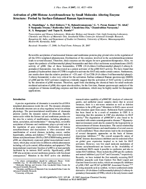 (PDF) Activation of p300 Histone Acetyltransferase by Small Molecules ...